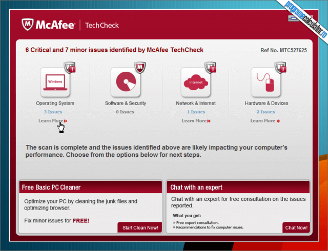 McAfee TechCheck - rezultate